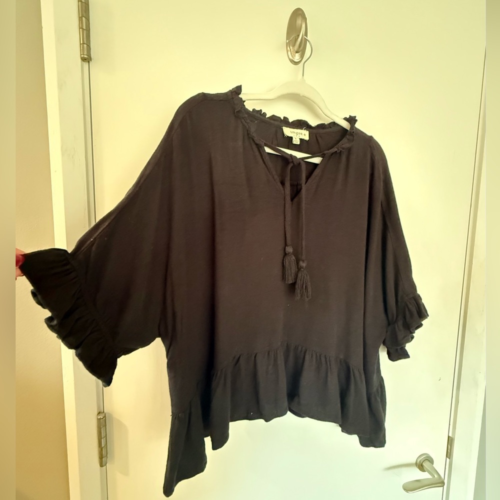 Umgee Black Ruffle Blouse - Picture 2 of 5